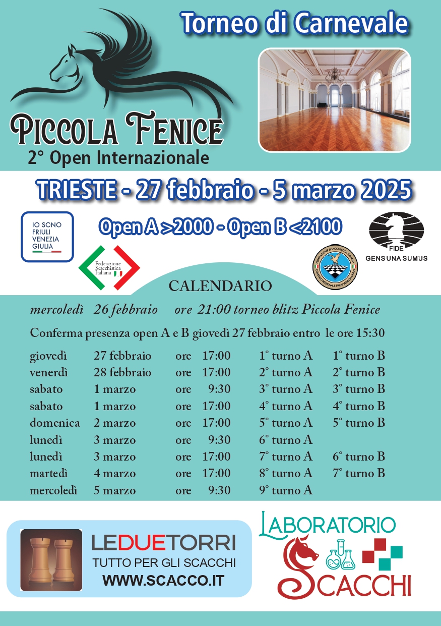 Bando Open Internazionale Scacchi Piccola Fenice 2025 Trieste